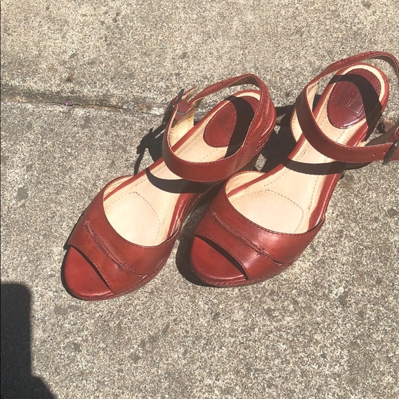 Frye Shoes - FRYE red 6 wedges. Gorgeous color and condition!